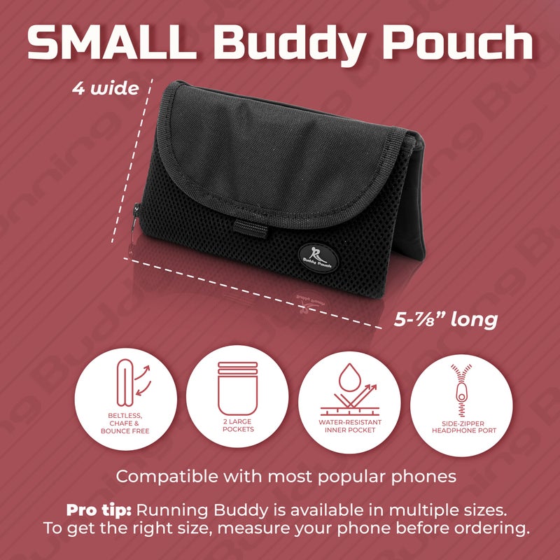 Running Buddy Buddy Pouch Fanny Pack for Women - Water-Resistant Belt Bag & Money Belt - Hands-Free Running Gear Waist Bag - Audio-Port Running Phone Holder - 5.9 x 4 in, Black - Image 2